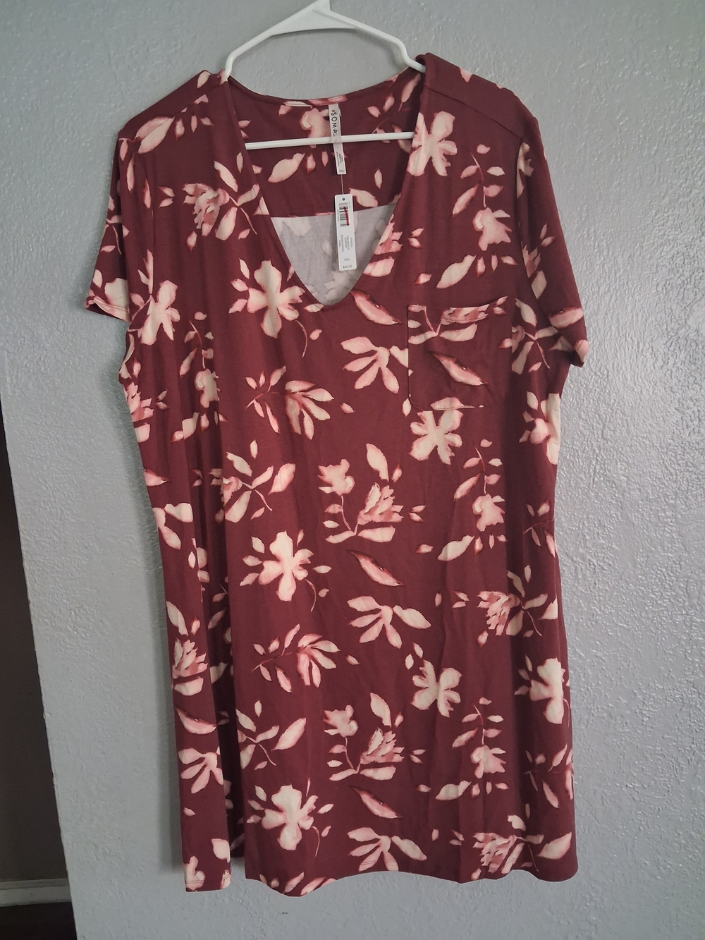 Soma NWT Cool Nights SS Sleepshirt Budding Romance Vermill XXL